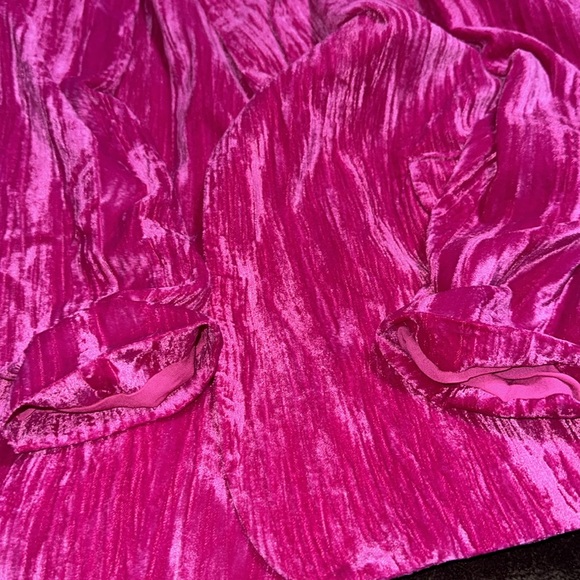 NASTY GAL: HOT PINK CRUSHED VELVET BLAZER. Women’s size U S 6. - Picture 9 of 9